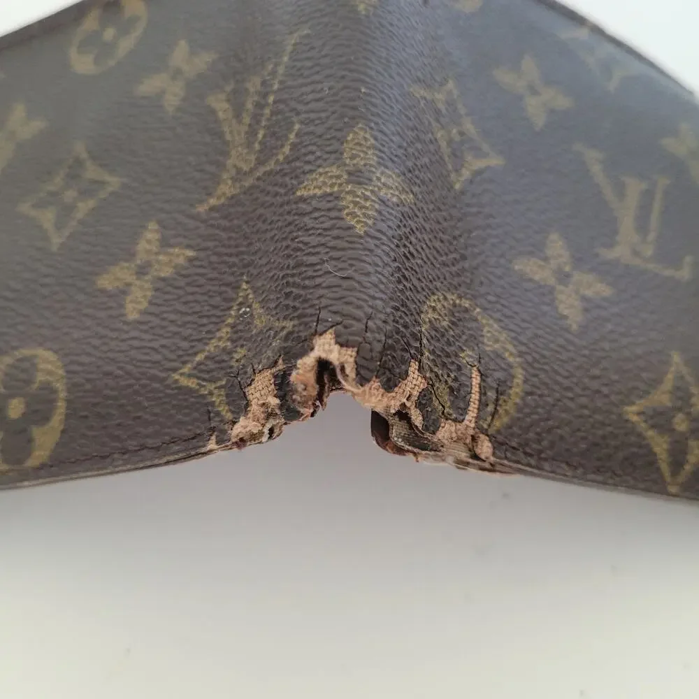Vintage‎ Louis Vuitton Men's LV Brown Bi-Fold Leather Wallet Monogram Card Bill